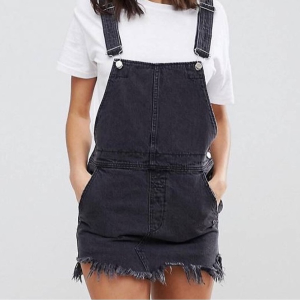 Free People Distressed Overall Mini Dress